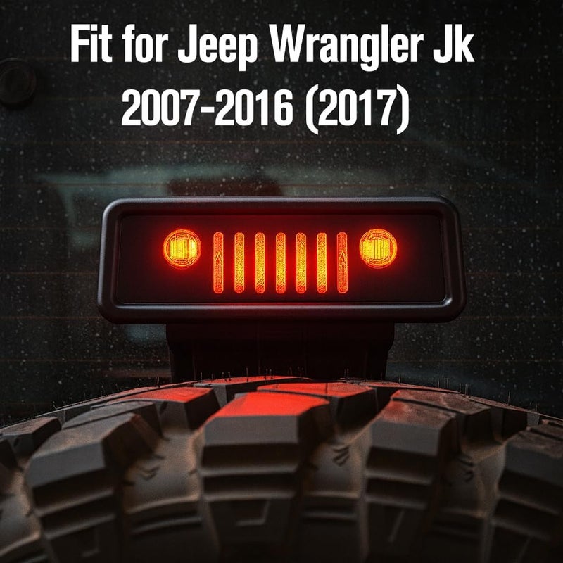 KH866 Jeep Rear Third Brake Light Cover Fit for 2007-2017 Wrangler JK JKU, High Centre Third Guard Decoration for Jeep JK Accessories, Dark Smoke Protector Trim High-Mount Grille, Automobile Tail Lamp Black - Image 3